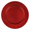 Platou Decorativ Crăciun, Rotund, Plastic, Model Reliefat, Diametru 33cm, Roșu, Oem