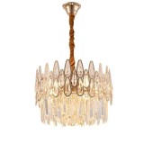 Candelabru Cristal ALHAMBRA Nobile 5x E14, Diametru 40cm, Auriu Lucios, Inaltime Reglabila