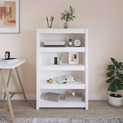 vidaXL Bibliotecă, alb, 80x35x126 cm, lemn masiv de pin 821685 foto