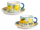 Set 2 cesti cu 2 farfurioare portelan in cutii cadou Lamai &Oslash; 8 cm x 6 H, 250 ml