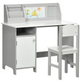 HOMCOM Set Masă și Scaune pentru Copii 5-8 Ani cu Spațiu de Depozitare, Tablă și Scaun, 90x45x85 cm, Roz | Aosom Romania