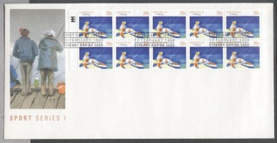 Australia 1989 Sport, Fishing, block x 10, FDC K.226 foto