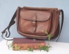 Geanta Vanatoare Piele Naturala Tip Tolba, Vintage Handmade Romania, 29cm, Curea Umăr