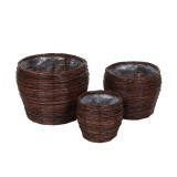 Cumpara ieftin Set 3 ghivece flori fibre naturale maro 18 x 17 cm, 25 x 21,5 cm, 30 x 26 cm