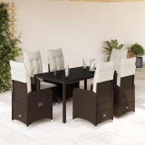 Gossi set bistro de gradina cu perne, 7 piese, maro, poliratan
