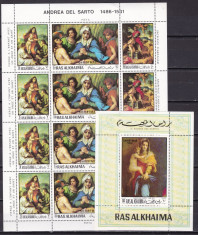 Ras al Khaima 1970 pictura del Sarto MI 399-401A+bl. 93 A MNH w66 foto