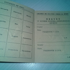 Carnet de membru Uniunea de cultura fizica si sport din RPR,1959-Raionul BRAILA