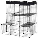 PawHut Țarc Modular pentru Animale de Talie Mică, cu Panouri și Accesorii, 105x70x116 cm, Negru | Aosom Romania