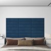 Panouri de perete 12 buc. albastru 60x15 cm catifea 1,08 m&sup2;