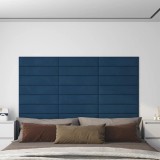 Panouri de perete 12 buc. albastru 60x15 cm catifea 1,08 m&sup2;