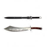 Cumpara ieftin Set Maceta &amp; Sabie Vanatoare IdeallStore, 64cm + Cutit Aruncare, Otel, Teaca Inclusa, Negru