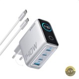Incarcator Retea Cu Cablu USB-C Anker Zolo, 140W, 5A, 1 x USB-A - 3 x USB-C, Argintiu B2697G41