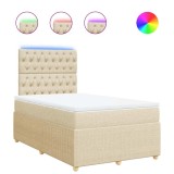 Cumpara ieftin Pat box spring cu saltea, crem, 120x200 cm, textil