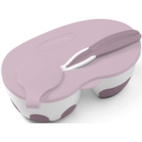 BabyOno Be Active Two-chamber Bowl with Spoon serviciu de masă pentru copii pentru bebeluși Purple