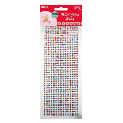 Diamante Mini-Color Bling DACO, 990 Buc/Set, Multicolor, Plastic, Diamante Plastic, Diamante Decorative, Cristale Adezive, Diamante Autoadezive Plasti foto