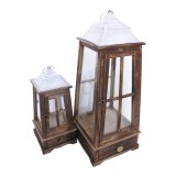 Cumpara ieftin Set de felinare 2 buc Hally Pako World Maro inchis 22x22x71.5 cm