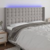 Gossi tablie de pat cu led, gri deschis, 183x16x118/128 cm, textil