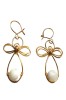 B20. Cercei Ingeras cu sidef alb, fir gilt, Auriu, lungime un cercel 5 cm, RavariuArt