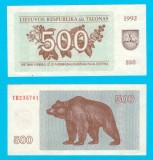 Lituania 500 Talonas 1992 &#039;Urs&#039; aUNC- serie: TD235701 p#44
