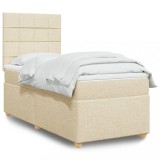 Cumpara ieftin Pat box spring cu saltea, crem, 100x200 cm, textil