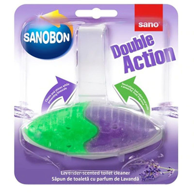 Odorizant solid Sano pentru vasul toaletei, Bon double action, lavanda, 55gr foto