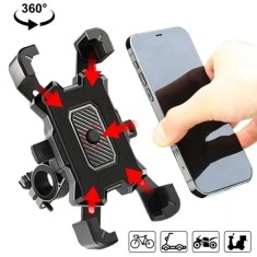 Suport Telefon pentru motocicleta/scuter Rotire la 360&deg;, Negru, prindere pe ghidon, FIXATO