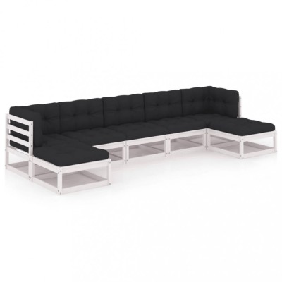 Set mobilier de gradina cu perne, 7 piese, lemn masiv de pin foto