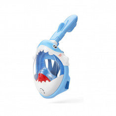 Masca snorkeling cu tub pentru copii model rechin, albastra