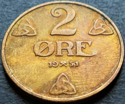 Moneda istorica 2 ORE - NORVEGIA, anul 1951 *cod 2777 A - excelenta foto