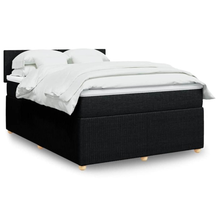 vidaXL Pat box spring cu saltea, negru, 140x190 cm, textil 3289746