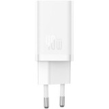 Incarcator retea Baseus GaN5, Quick Charge 40W, 2 x USB Type-C, alb