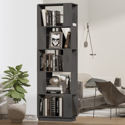vidaXL Bibliotecă/Separator cameră, gri, 51x25x163,5 cm lemn masiv pin foto