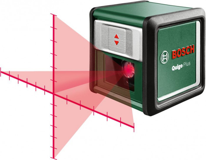 Nivela laser cu linii BOSCH Quigo Plus , dioda laser 635 nm,precizie 0.8 mm m ,cu 2 baterii si stativ