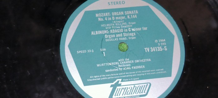 DISC VINIL &ndash; LP. AN 1967 Albinoni: Adagio For Organ And Strings Corrette