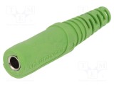 Conector banană 4mm soclu 32A 33VAC 70VDC verde nichelat SCH&Uuml;TZINGER