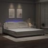 VidaXL Cadru de pat cu lumini LED, alb, 200x200 cm, piele ecologică 3214044
