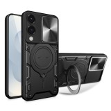 Husa Samsung Galaxy S25 Edge Asteroid GSM CamGuard Pro, Negru, Protectie Camere, Inel Stand, Compatibila Suport Auto Magnetic