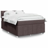 VidaXL Pat box spring cu saltea, maro &icirc;nchis, 140x200 cm, textil