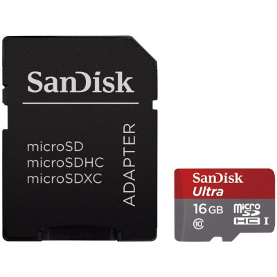 Card MicroSD 16GB + Adaptor (Clasa 10) SanDisk foto