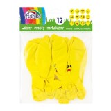 Baloane aniversare Fiorello, 30. 5cm, emoticoane diverse modele, galben metalizat, 170-2347, set 12 buc