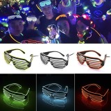 Ochelari luminosi cu fir el wire, 3 moduri iluminare, accesoriu party si festival, invertor baterii culoare albastru MultiMark GlobalProd, ProCart