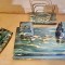 C941-I-Set birou Art Deco anii 1930-40 marmura si alama.