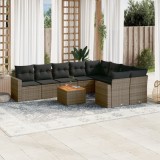 vidaXL Set mobilier de grădină cu perne, 10 piese, gri, poliratan 3224282