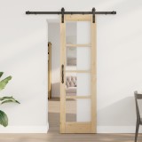 Ușă glisantă vidaXL cu set de accesorii &#039;ORKDAL&#039;61x198.5 cm, Ușă interioară vidaXL cu sticlă &#039;ORKDAL&#039;61x198.5x4 cm din lemn masiv de pin
