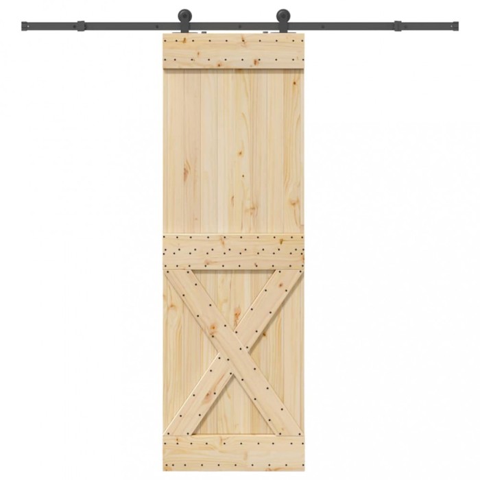 Ușă glisantă cu set de feronerie 70x210 cm, lemn masiv de pin