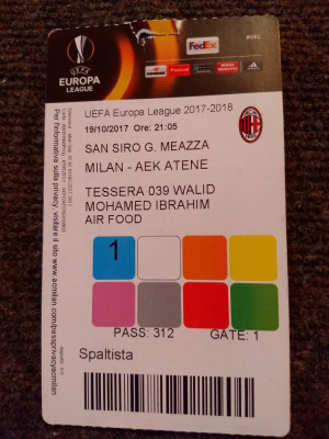 Bilet meci fotbal AC MILAN - AEK ATENA (Europa League 19.10.2017) foto