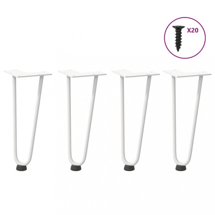 vidaXL Picioare tip agrafă pentru măsuță de cafea, 4 buc., alb, 30 cm, oțel masiv