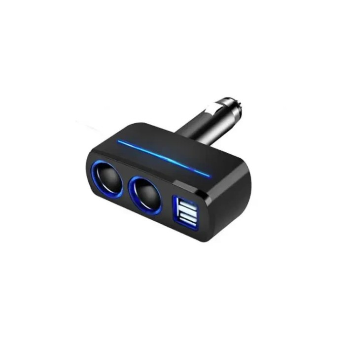 Adaptor priza dubla, USB, pentru bricheta auto