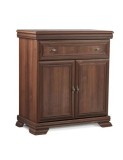 Comoda dormitor si living, VM1, Pal Melaminat, cu 2 usi, un sertar, cu elemente din MDF, Nuc