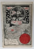 MIHAI VITEAZUL , ALEGORIE LA IMPLINIREA A 300 DE ANI DE LA UNIREA DIN 1601 , PORTRET SI SEMNATURA DOMNULUI , HARTA TARII , CARTE POSTALA , CLASICA